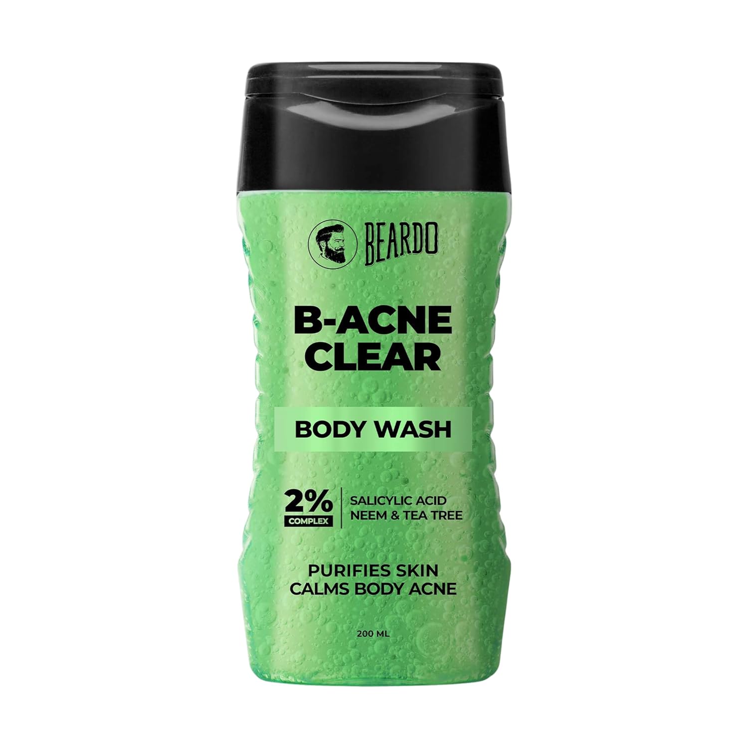 Beardo Body Acne Clear Body Wash for Men 200 ml | With Neem, Tea Tree and Salicylic Acid | Clean Clear Skin | For Body Acne and Skin Purification | B-acne