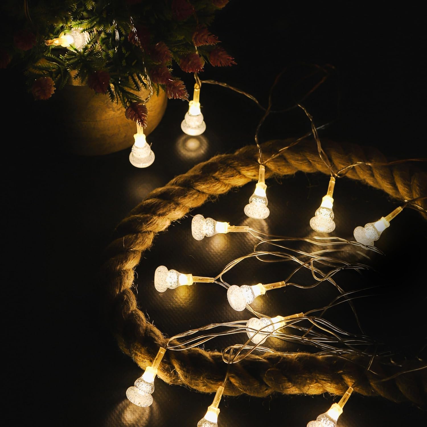 Lexton Fairy 14 Snow Ball Shape LED String Light | 14 LED, Plug Sourced, 4 Meter Long | Suitable for Diwali, Birthday, Festival, Wedding, Party, Patio, Lawn, Restaurants (Pack of 1, Warm White)