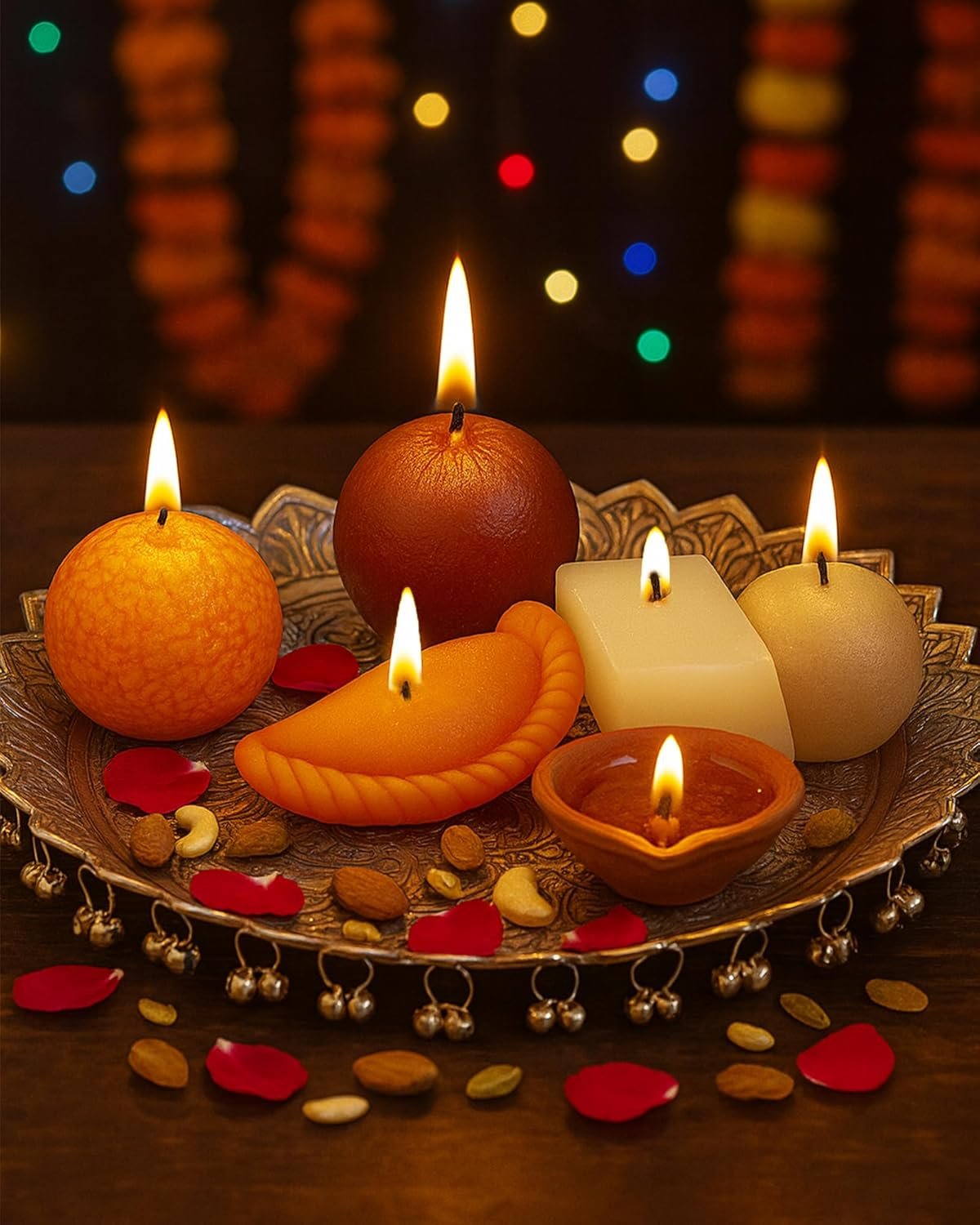 Homesake® Mix Sweets Candle, Home Decor, Motichur Laddoo Peda Barfi Gujiya Candles, Scented Wax Candle, (Set of 4) | Diwali Gifts for Family and Friends | Festive Decor | Diwali Decoration for Home