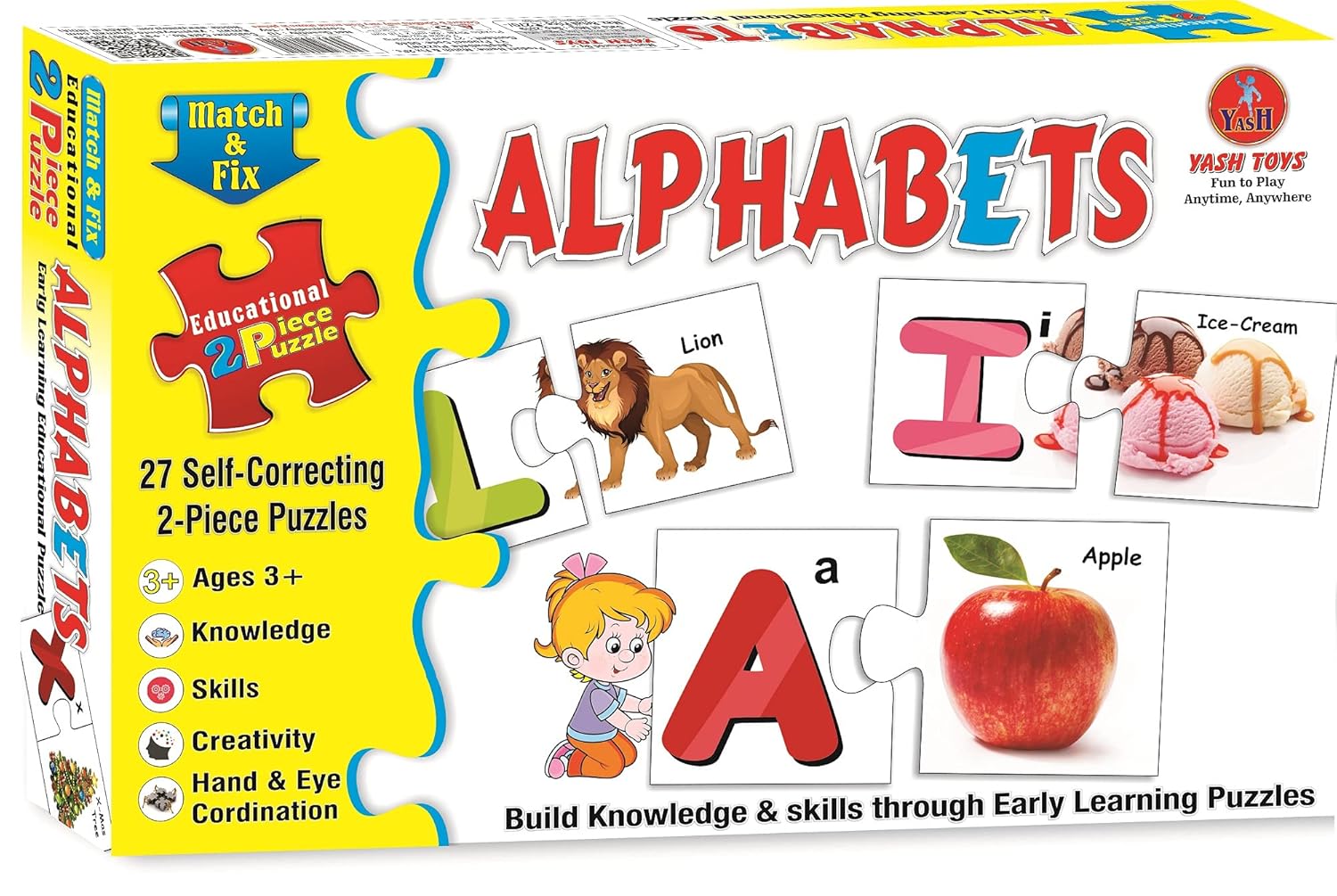 Educational Alphabets Match & fIx 27 Self Correcting 2 Piece Puzzle for Kids (Alphabets)