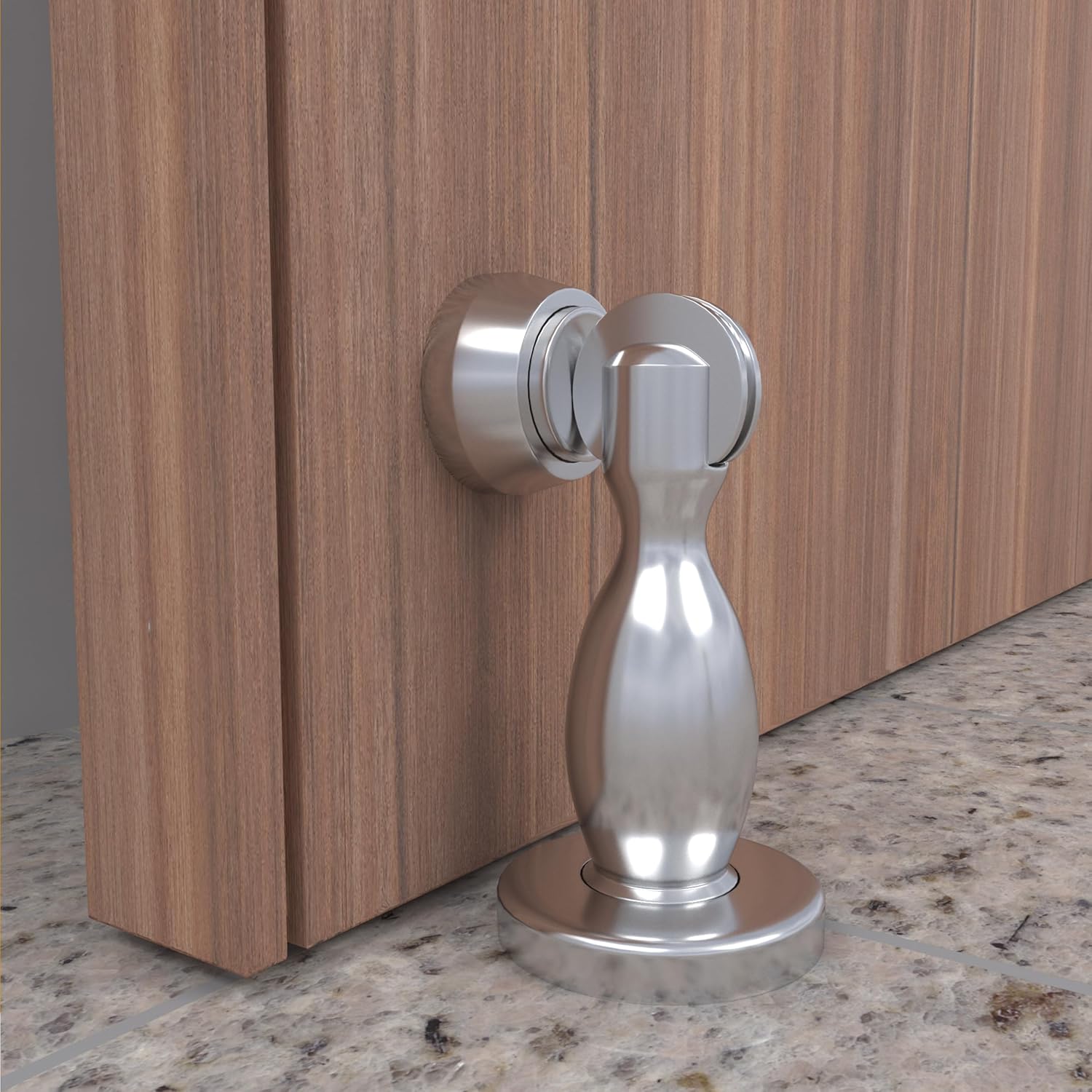 Boniry Premium Magnetic Door Stopper | Durable, Stylish & Rustproof | Protects Doors | Strong Hold, Easy Installation | Perfect for Home & Office Use (2, Silver)