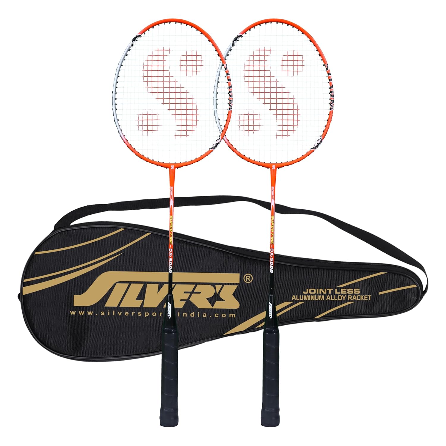 Silver's Jointless Aluminium Alloy Composite Storm Badminton Kit (2 Racquets with Full Cover)(Red/Silver)