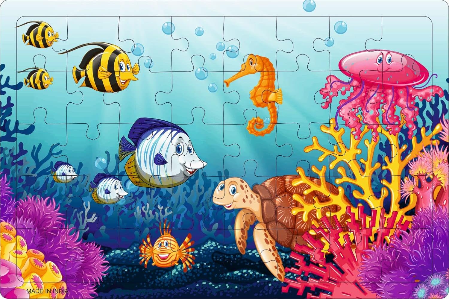 Crackles 40 Pc Paperless Wooden MDF Jigsaw Puzzle Ocean Sea Animals -Pack of 1