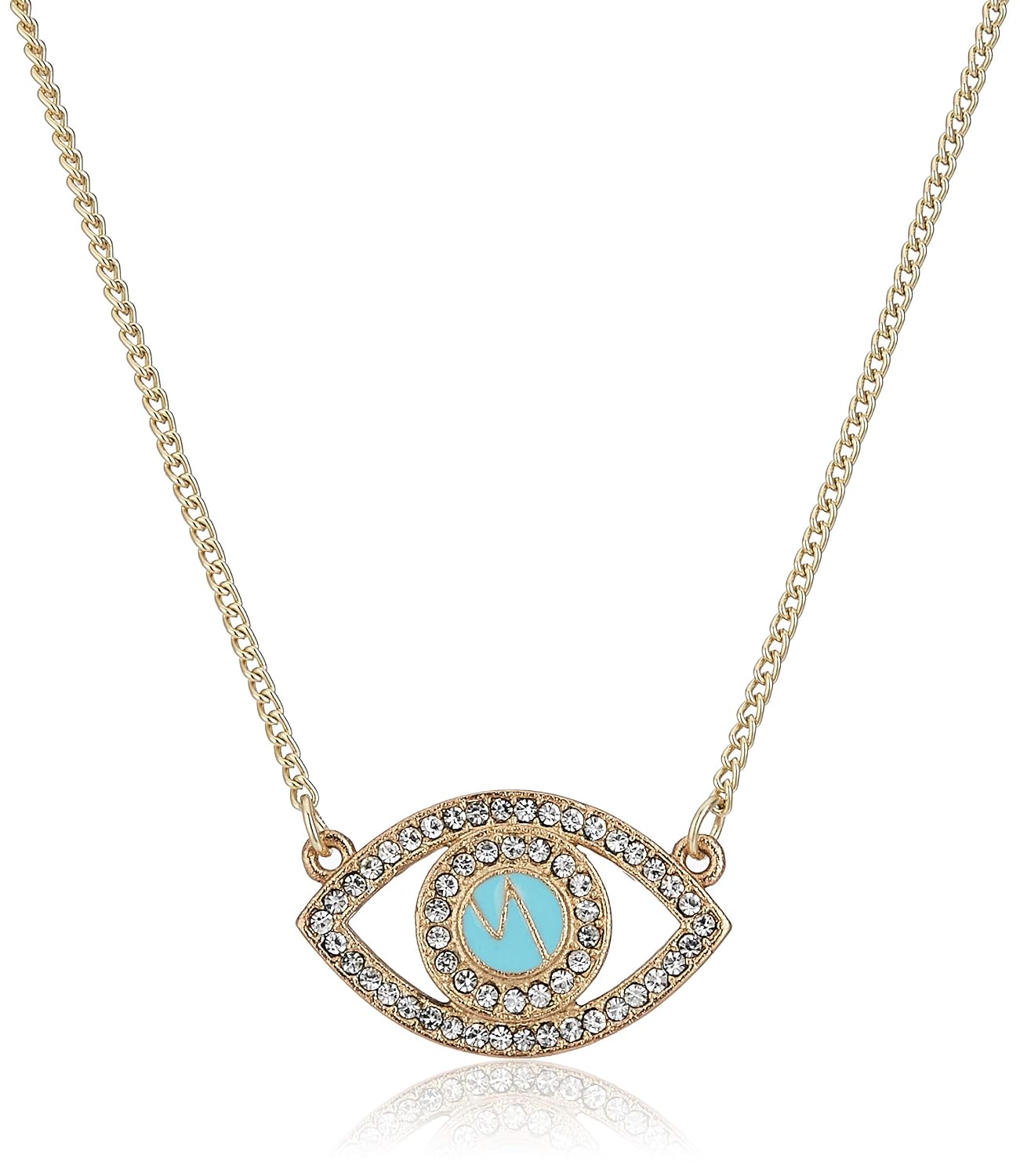 Estele Gold Plated Chain With White Stone Studded Evil Eye Pendant For Valentines Day Gift