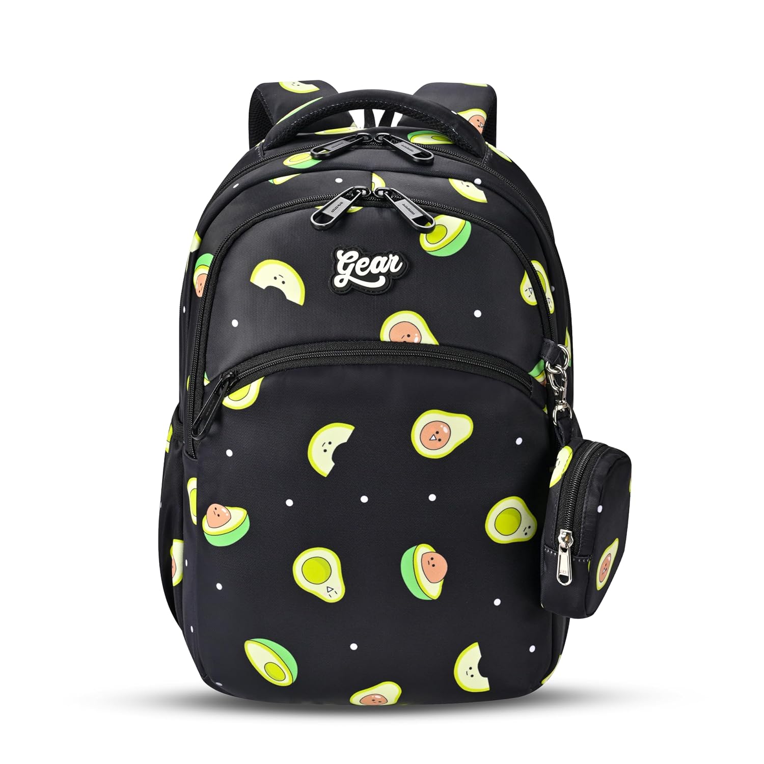 Gear Avacado 4 Compartment Backpack 15'/21L Small Water Resistant School Bag / Casual 4 Compartment Backpack / Daypack / Kids Bag for Boys / Girls (Black-Green)