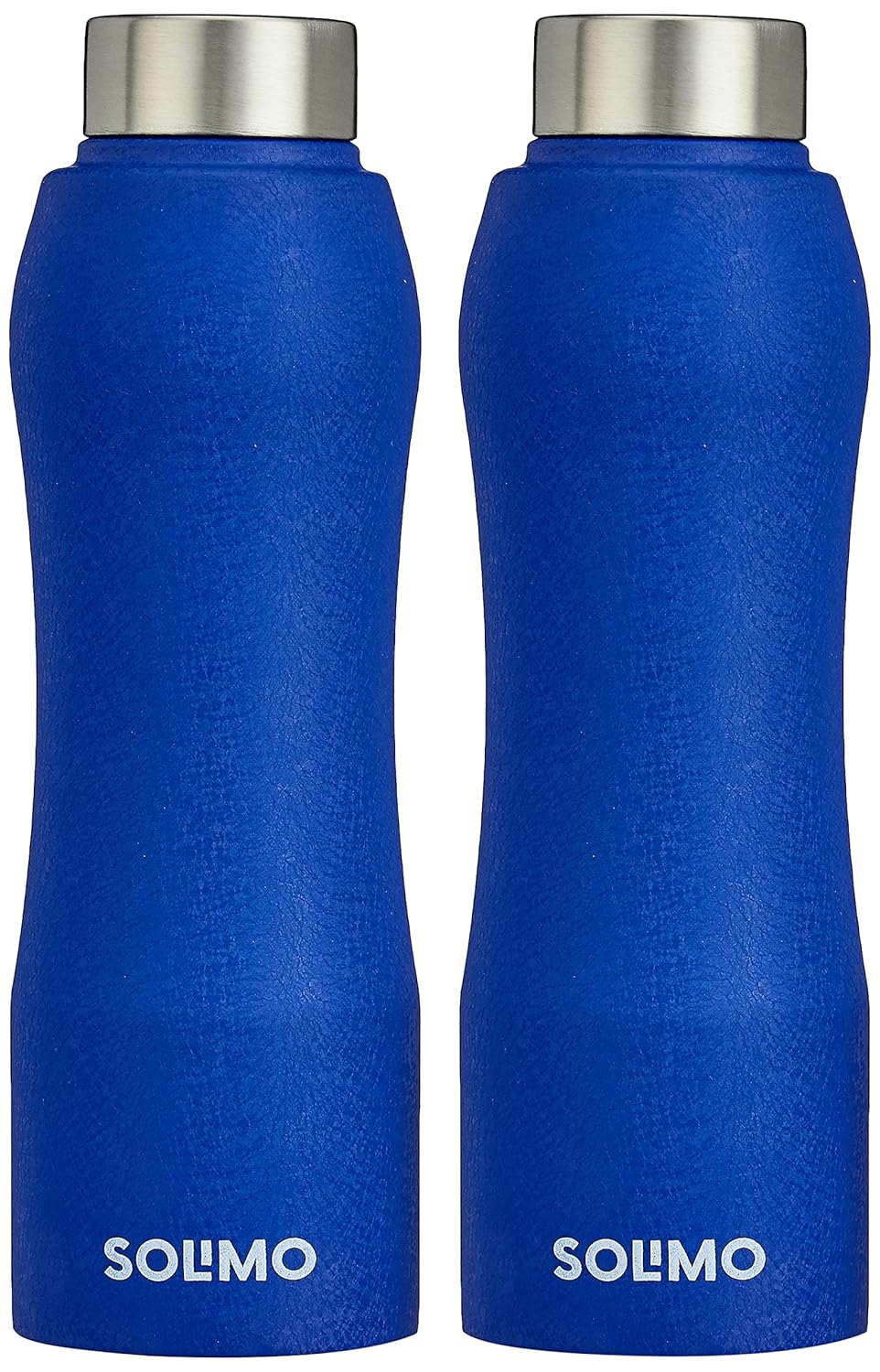 Amazon Brand - Solimo Stainless Steel Water Bottle with Hand Grip and Sipper, Set of 2 | Leak-Proof | BPA Free | 1000 ml (Blue)