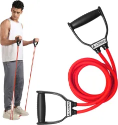 Adrenex Resistance Tube Band with Handles for Strength Training Resistance Tube (Red)