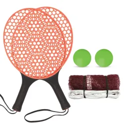 Amazon Brand - Jam & Honey Honeycomb Paddle Racket Set with Net, 2 Rackets & 2 Balls, Indoor Outdoor Family Game for Kids & Adults 3+ Years, BIS Certified Child Safe (Orange)