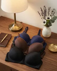 ASR Comfortable for daily use, office wear, home wear, and regular activities Women Push-up Lightly Padded Bra (Dark Blue, Black, Brown)