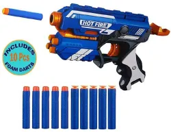 blaze storm Manual Soft Bullet Gun (Multi Color) Toy with 10 Foam Bullets for Kids Guns & Darts (Multicolor)