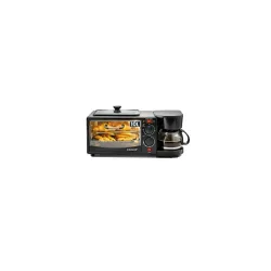 Cadlec MultiChef Pro 3 in 1 Breakfast Maker With Oven Toaster Griller, Coffee Maker, Frying Pan | Adjustable Temperature & Timer, Bake, Grill & Toast- Black