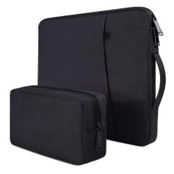 Dynotrek Zipper 15.6 inch Laptop Sleeve Case, with Charger Pouch Shockproof Protective Notebook Cover, Accessory Pocket, Briefcase Carrying Computer Hand Bag, HP, ASUS, Dell, Lenovo, Acer -Black