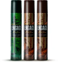 Engage Nature Deo: 2 Woody Musk & 1 Forest Fresh (150ml X 3) Deodorant Spray - For Men (450 ml, Pack of 3)
