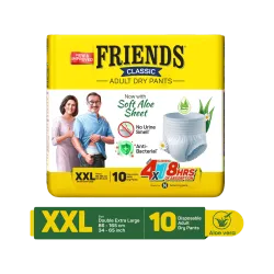 FRIENDS Classic Pants with odour lock and Anti-Bacterial Absorbent Core Adult Diapers - XXL (10 Pieces)