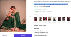 HNC Retail Solid/Plain Bollywood Lycra Blend, Chiffon Saree (Green)