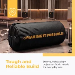 Lifelong Gym Bag for Men & Women | Lightweight Sports Duffle Bag | Spacious Compartment | Travel Bag | Adjustable Strap | Side Mesh Pocket | Durable Zip | Black | Polyester