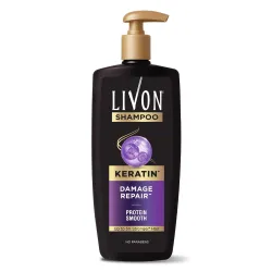 Livon Keratin Shampoo for Women & Men Repairs Damaged Hair Smooth & 5x Stronger Hair No Parabens 650ml