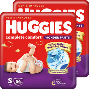 Huggies Complete Comfort Wonder Pants, India's Fastest Absorbing Diaper | Pant Diapers - S