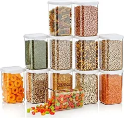 SARAZA Plastic Grocery Container - 1200 ml (Pack of 12, White)