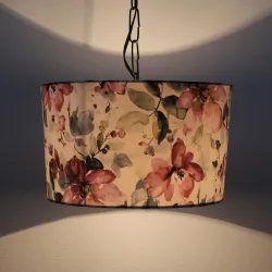 tu casa Cobra Saffron Print Fabric Glow Pendent Light Hanging Lamp for Bedroom, Living Room, Lounge, Office, Gifting Area Without Bulb for Home Decoration (Height - 20')