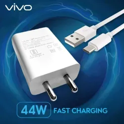 vivo 44 W SuperVOOC 4 A Wall Charger for Mobile with Detachable Cable (White)