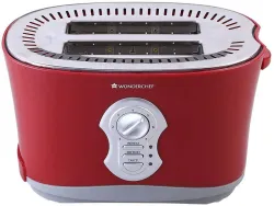 WONDERCHEF Crimson Edge Slice Toaster Plus 800 W Pop Up Toaster (Red)
