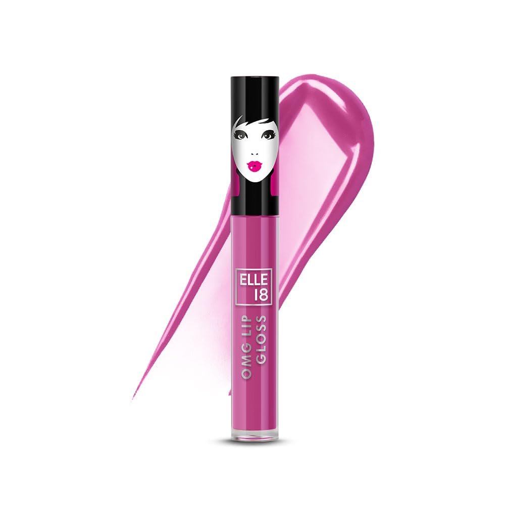Elle 18 OMG Lip Gloss, Glossy Finish, Pink-a-licious, Non-sticky Formula, Moisturising, Infused with Rapeseed and Jojoba Oil, Full Coverage| 2.5ml