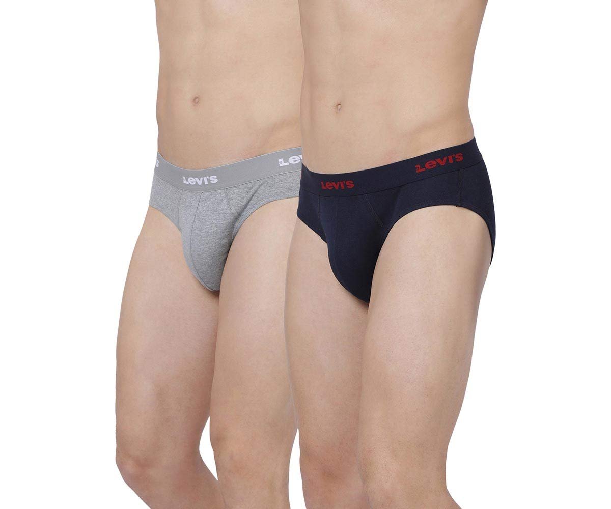 Levi's 002 Classic Brief for Men | 100% Pure Cotton | Solid | Durable Comfort | Breathable Men's Underwear | Anti-roll Waistband | Extra Supportive Gusset | Dual Layer 3D Pouch | Pack of 2