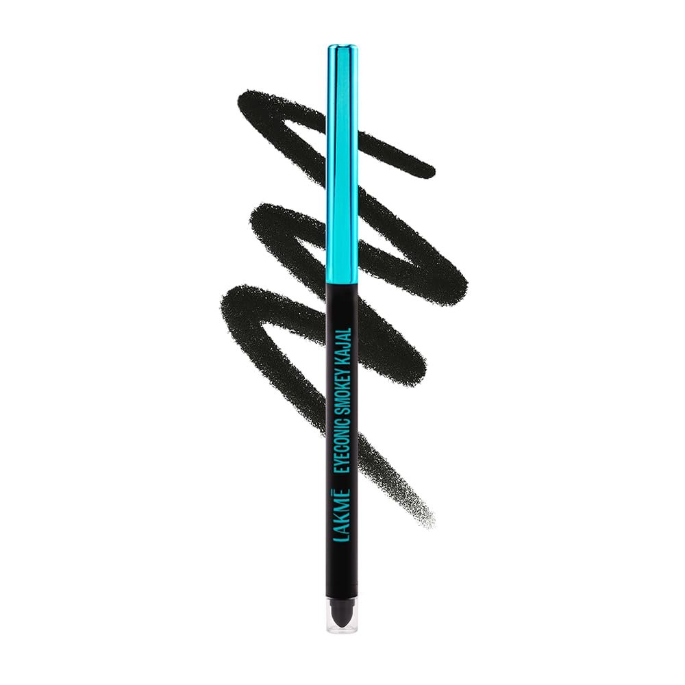 LAKME 9-5 Eyeconic Smokey Kajal, Black, 0.35g, for Smokey Eye Perfection, with 2x Darker Pigment, Smudge-Proof and Waterproof, Long-Wear Formula