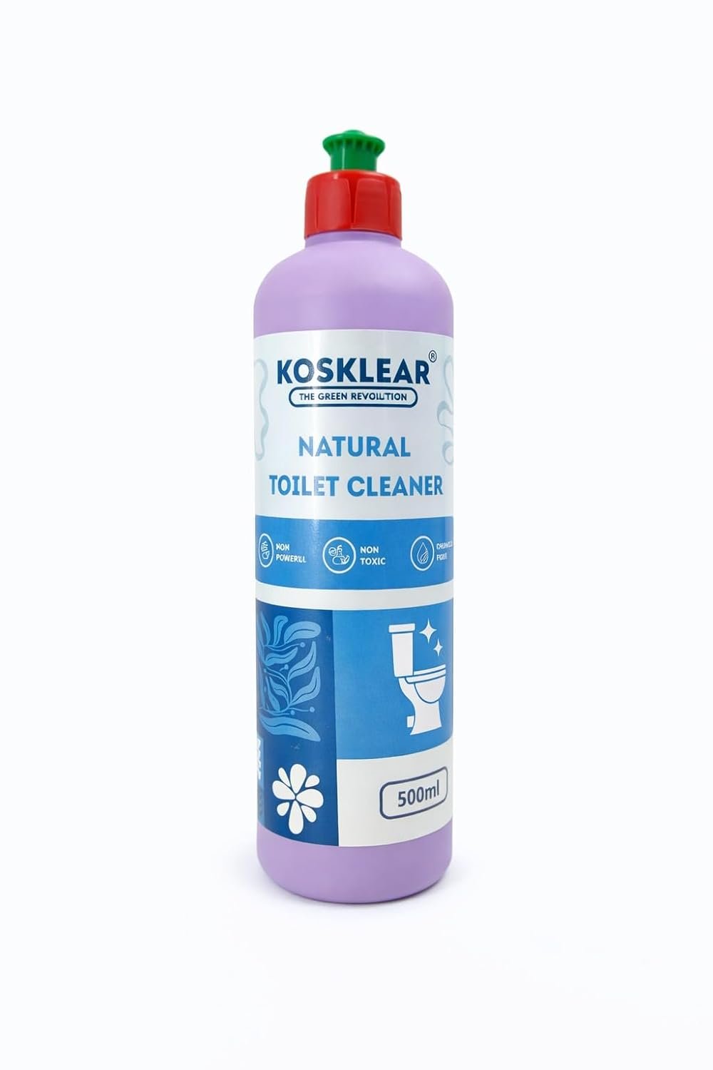 Kosklear Natural Toilet Cleaner – 500 ml I Plant-Based & Chemical-Free I Skin-Friendly I Removes Stains, Yellow Marks & Limescale Naturally I Safe for Kids & Pets I Sustainable & Effective Cleaner