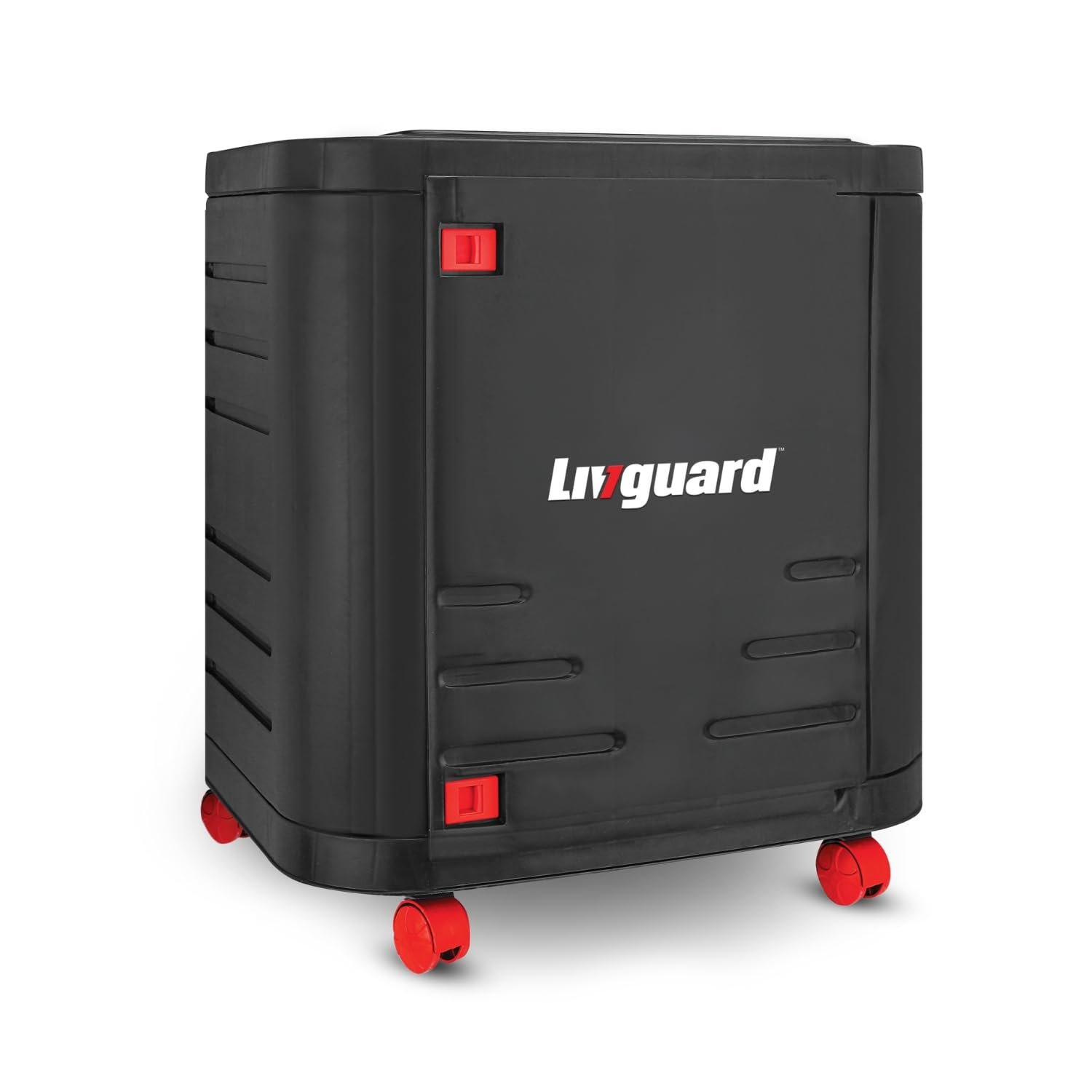 Livguard Inverter Battery Trolley with Covered Box | Support Single Jumbo/Flat Plate/Tall Tubular Battery |Heavy-Duty, Easy-Move Stand for Inverter and Battery - Black Red