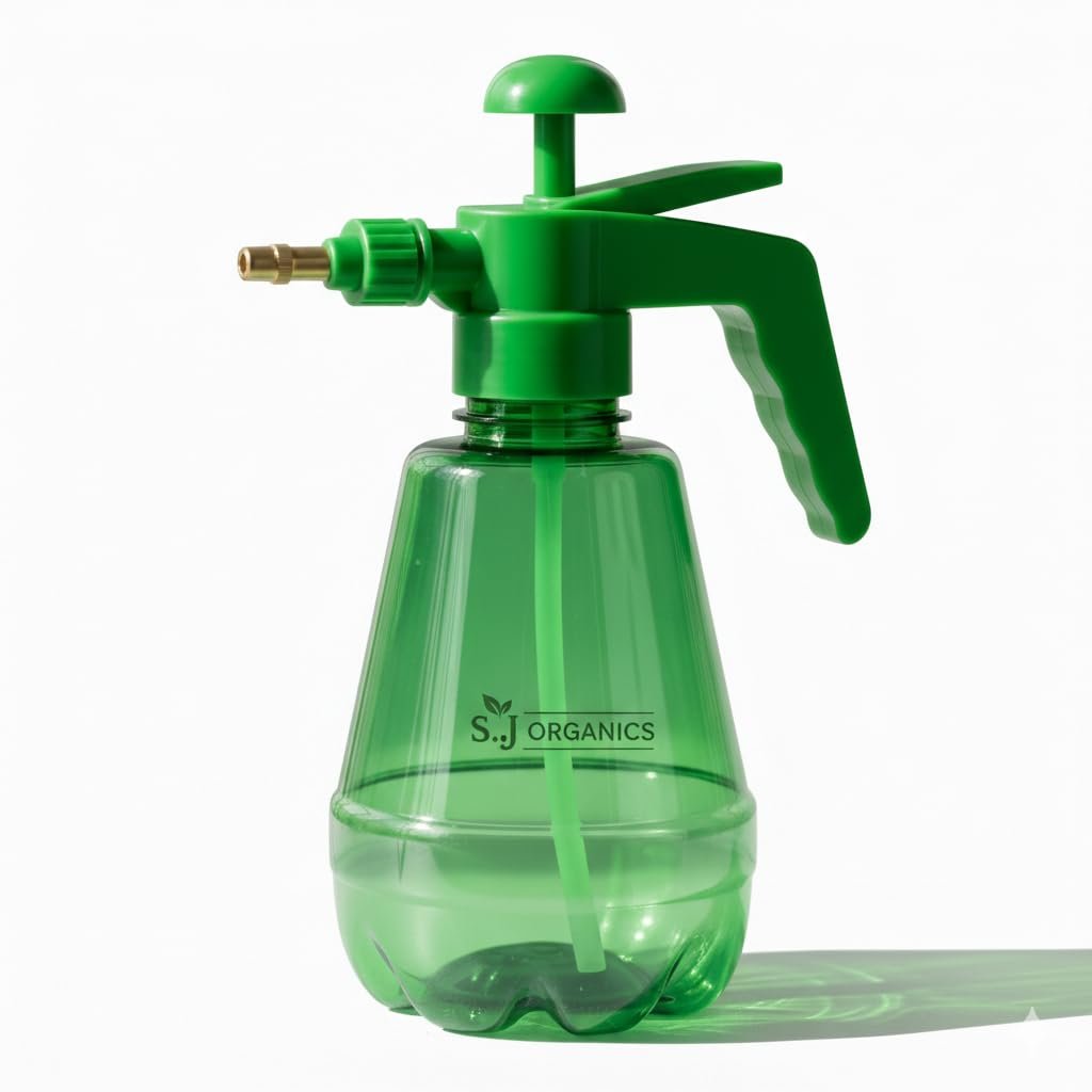 SJ Organics Hand Pressure Garden Sprayer Pump | 1.5 Litre Capacity | Adjustable Brass Nozzle (Jet & Mist) | Manual Sprayer for Plants, Gardening, Cleaning & Pest Control (Multicolor)