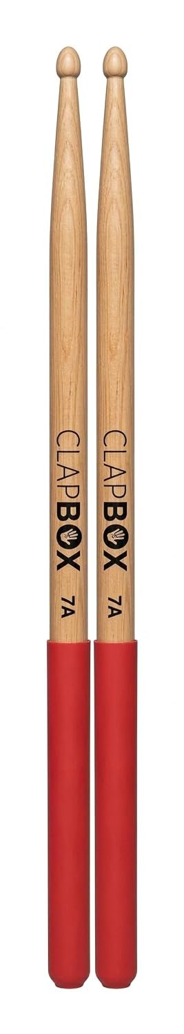 Clapbox Drum Sticks with Grip (Red) Maple Wood, 7A Size - One Pair
