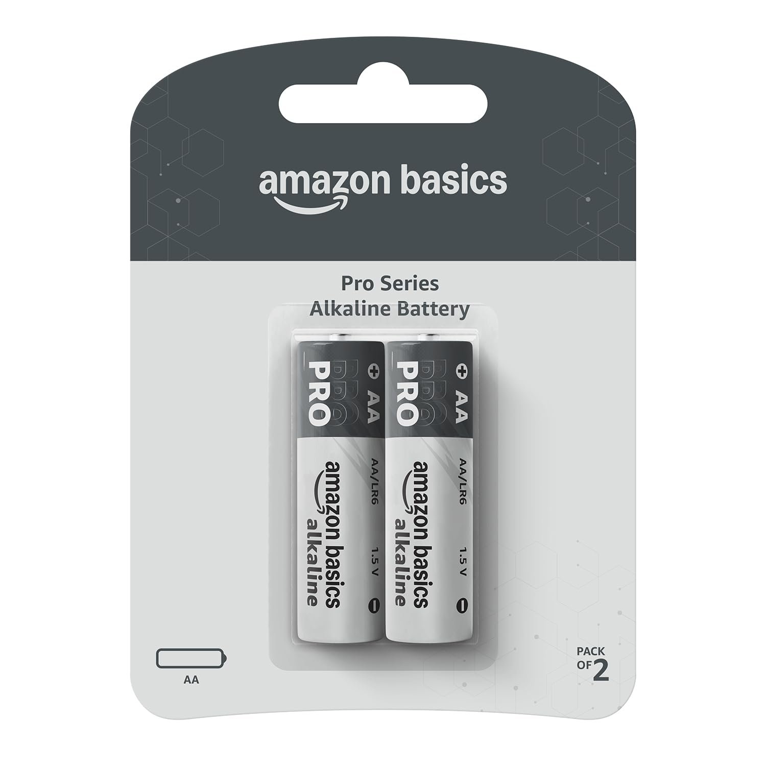 Amazon Basics Pro Series AA Alkaline Battery | Pack of 2 | for High Drain Devices | Toys, Digital Camera, Electric Toothbrush