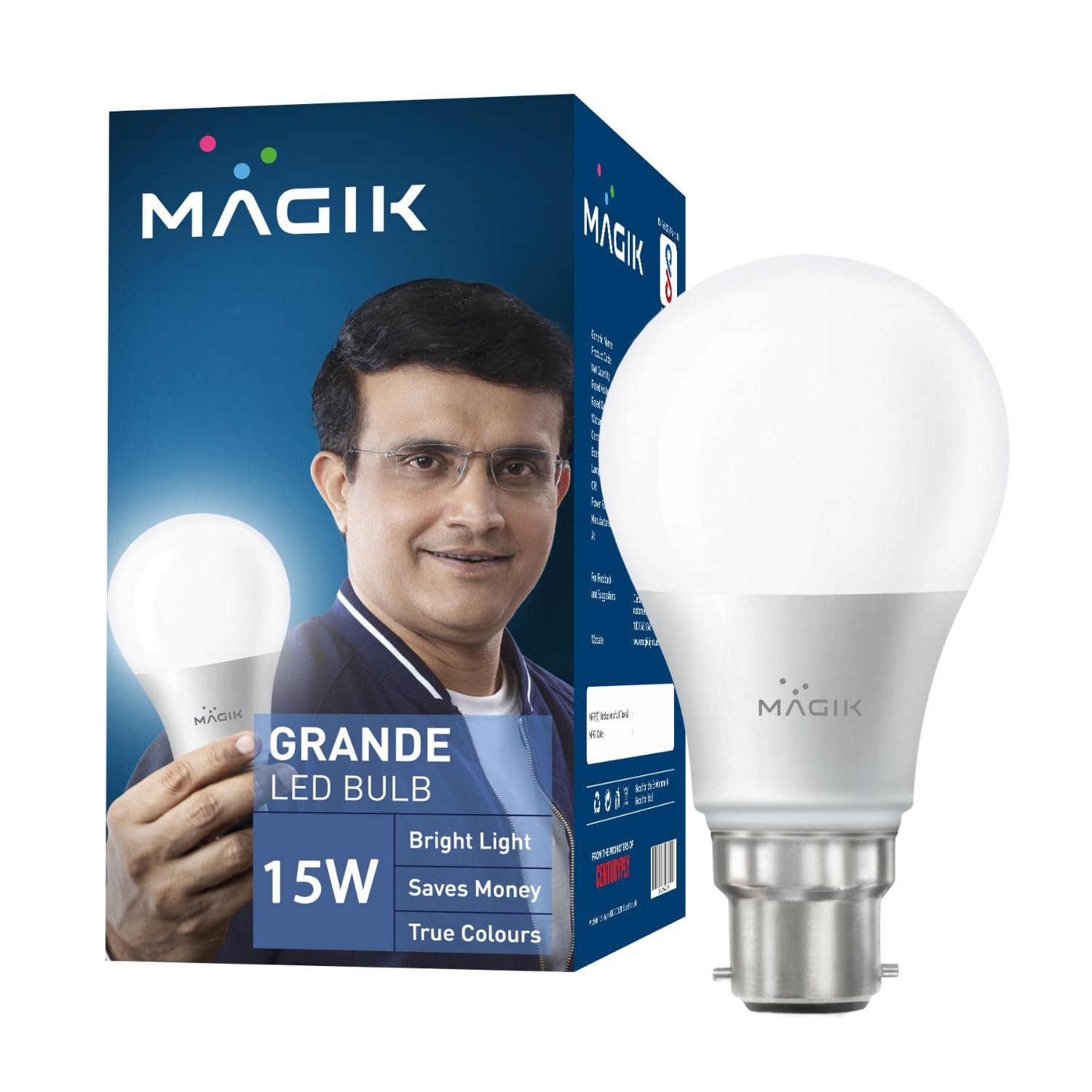 MAGIK Grande 15W LED Bulb | Cool White (6500K) | B22 Base | High Brightness LED Lamp for Home & Office, Energy Efficient, Long Life with Wide Light Spread (Pack of 1)