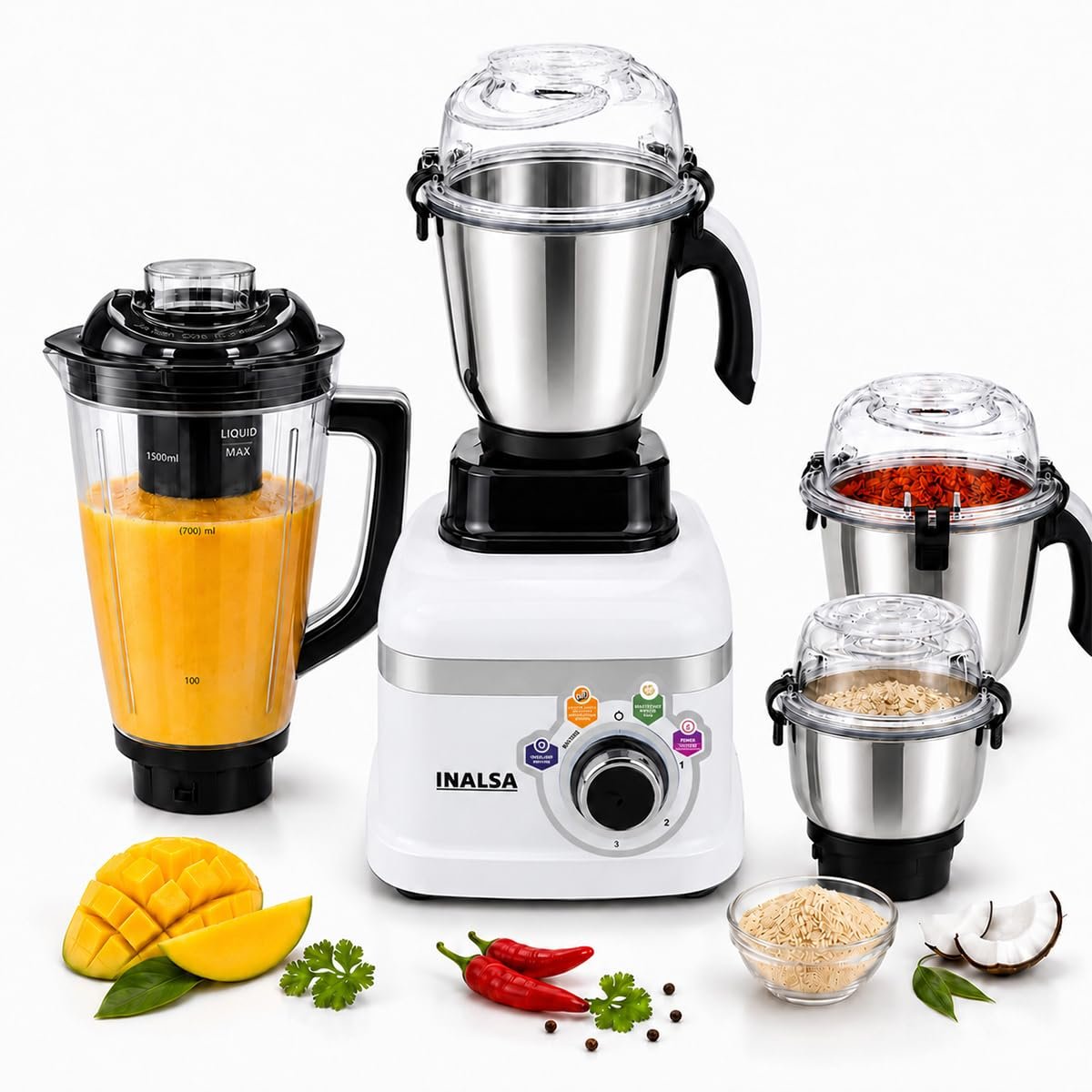 INALSA Mixer Grinder|900W|4 Jar|7 Yr Warranty On Motor|Triton MG