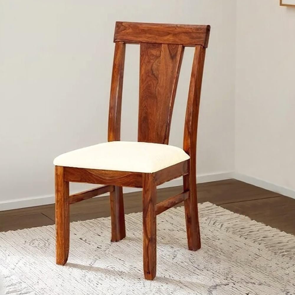 Royaloak Terence Wooden Dining Chair | Sheesham Wood | Cushioned Seating| Solid Wooden Legs | Modern Design |Comfortable Backrest| Compact Size
