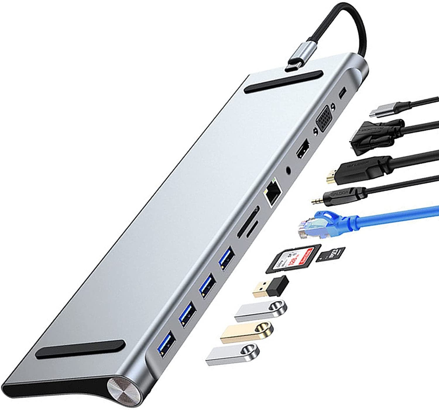 Tobo USB C Hub, 11 in 1 Aluminum Type C Hub Adapterr with ethernet USB-C PD (40 Gbps), 4K HDMI, USB-C Data, SD/Micro Card Reader, USB 3.0-Compatible with 2020/2018 MacBook Air, MacBook Pro - TD-948TC