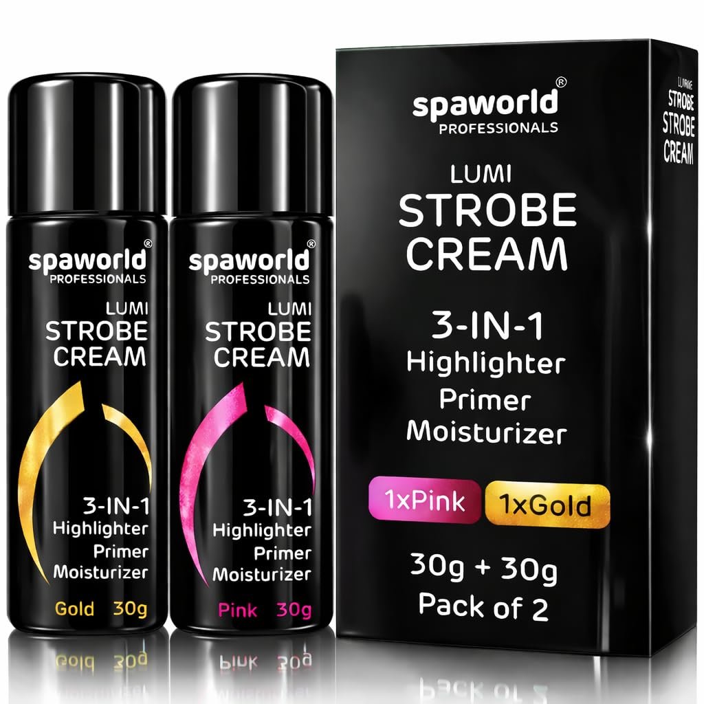 Strobe Cream For Face Pink & Gold (30+30g) | Superb Radiant Combo | Highlighter + Primer + Moisturizer | Hydrating & Illuminating Makeup Base for Instant Glow
