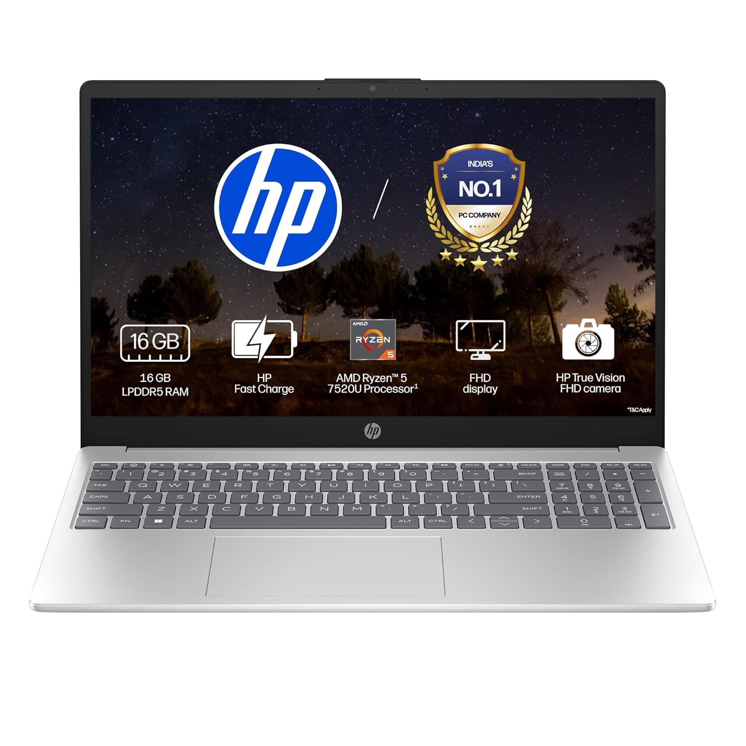 HP 15, AMD Ryzen 5 7520U (16GB DDR4, 512GB SSD) FHD, Anti-Glare, Micro-Edge, 15.6''/39.6cm, Win11, M365 Basic(1yr)