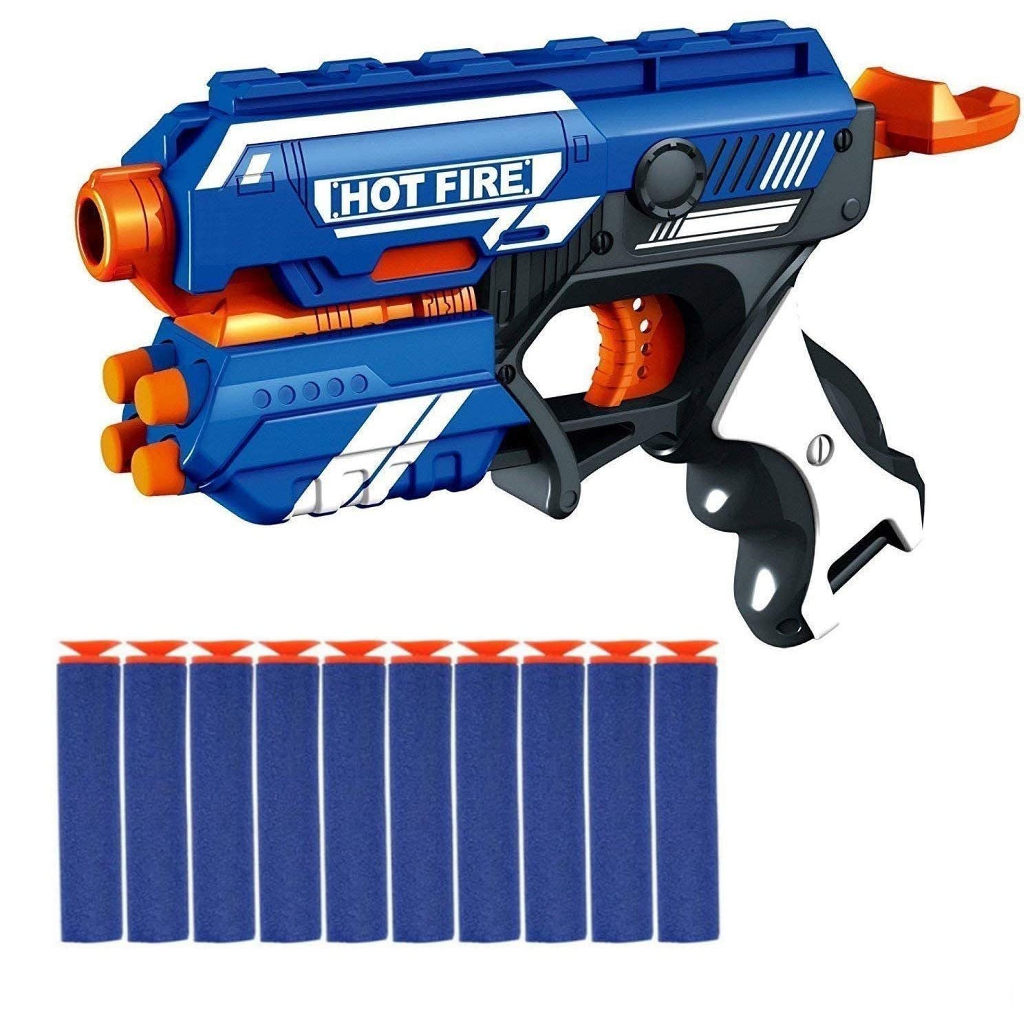 VGRASSP Toy Gun for Kids - Manual Foam Blaster Gun - Safe and Long Range - Pack of 10 Soft Bullets - Good Quality (Multi Color)
