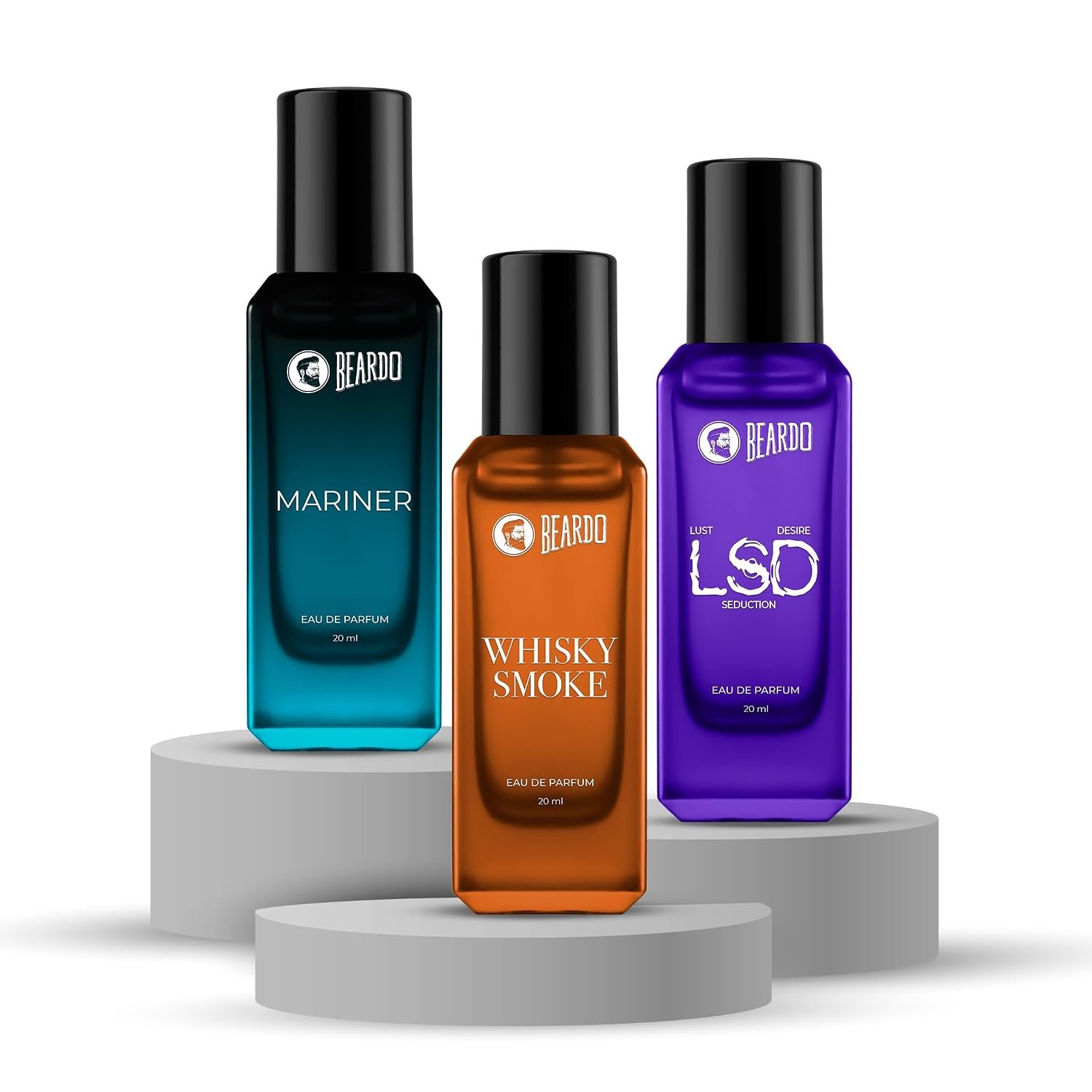 Beardo The Iconic Trio- LSD,Mariner & Whisky Smoke Perfume for Men (20ml x 3) | Long Lasting Fragrance | Long Lasting Perfume for Men | Gift for Men | Gift for Friend