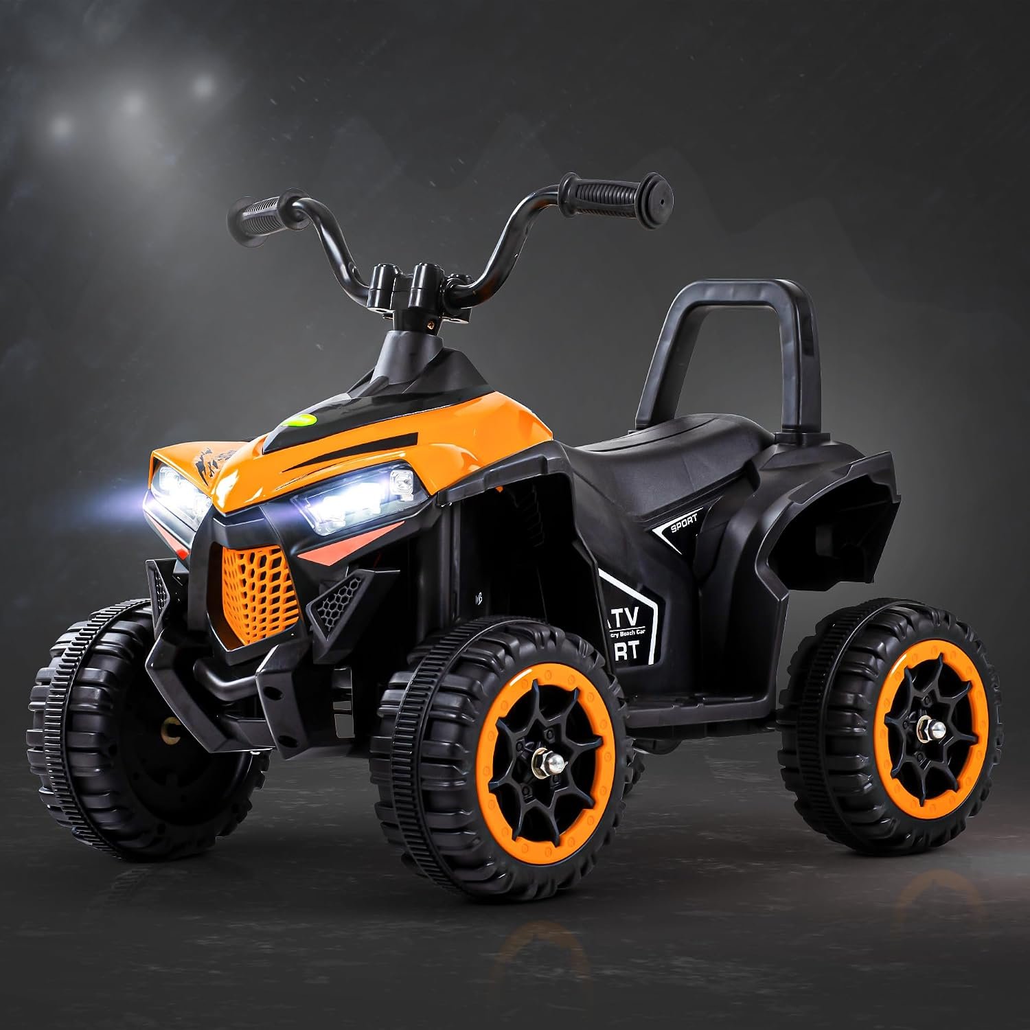 Baybee Monstro ATV Baby Electric Bike for Kids | Rechargeable Kids Bike with LED Lights, USB & Music | Big Battery Operated Bikes | Ride on Toy Bike to Drive 2 Years to 5 Years (Orange)