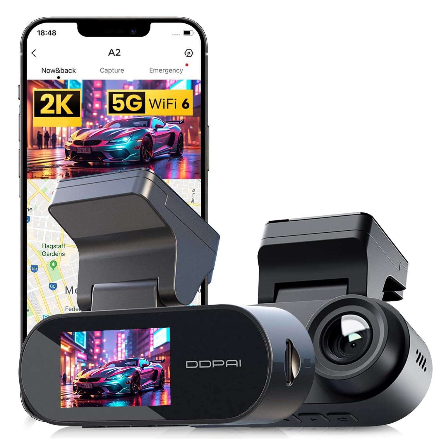 DDPAI Dash Cam for Car with Screen 2K QHD Front Camera | ADAS, F1.8 Aperture, Night Vision, 260° Wide Angle, G-Sensor, WiFi, Super Capacitor, Wi-Fi & App Control