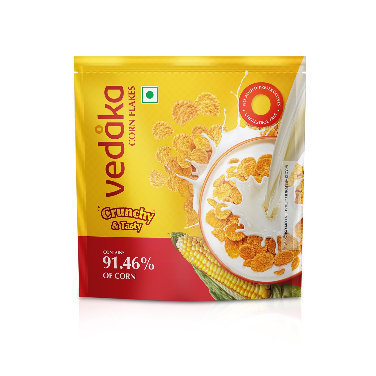 Amazon Brand - Vedaka Corn Flakes | 1.2 Kg | Super Saver Pack | Contains 91.46% of Corn | Crunchy & Tasty | Classic Breakfast Favorite | On-the-Go Snack | No Artificial Colours & Preservatives