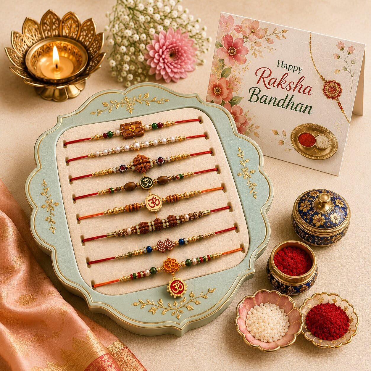Combo of 10 Dora Rakhi Set for Brother, Bhaiya, Bhabhi for Rakhi/Rakshabandhan with Roli Chawal & Greeting Card | Premium Rakhi Hamper RKHMPR71