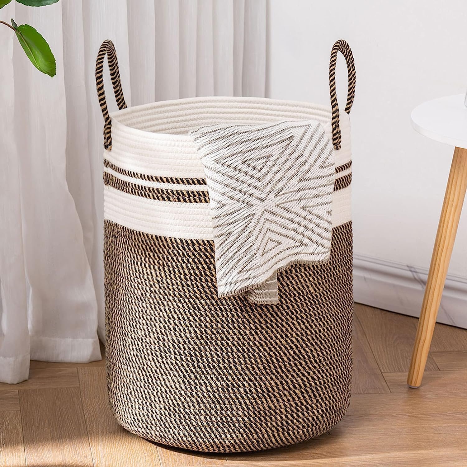 Laundry Basket for Clothes | Toys Storage Basket | Washing clothes Storage Basket | Cotton Rope Basket | Jute Laundry Bag | Large Laundry Basket | Multi-Purpose Baskets | 33x33x38 cm