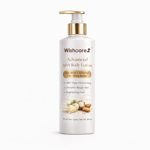 Advanced AHA Body Lotion, 10% AHA with Almond Oil and Shea Butter, 48H Deep Moisturizing, Smooths Rough Skin, Brightening Care, 200ml