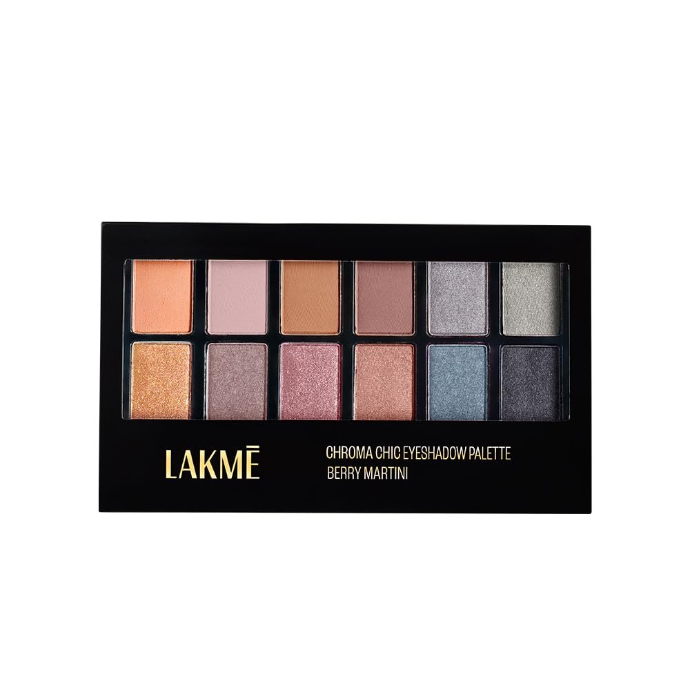 Lakmé Glitterati Chroma Chic Eye Shadow Palette, Highly Pigmented, Shimmery, Lightweight, Stilettos|| 12 g