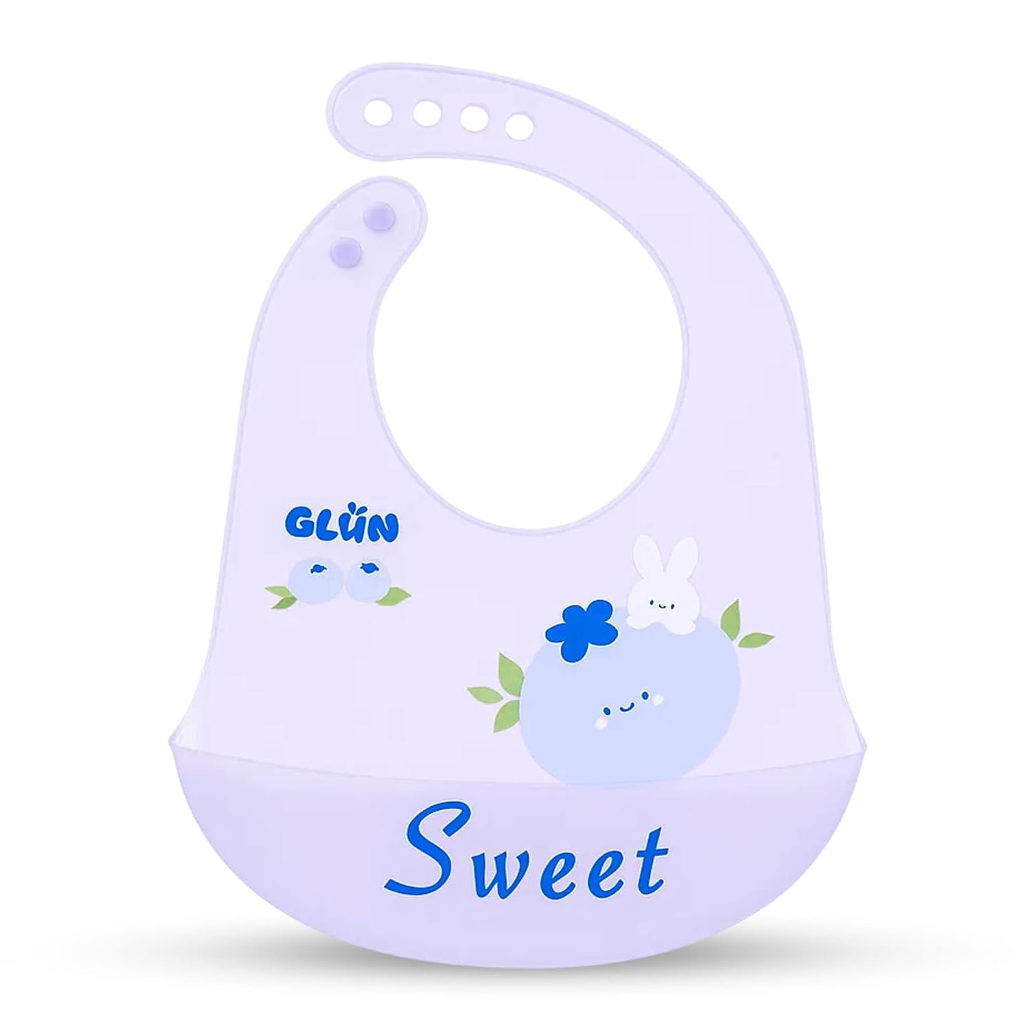 GLUN® Silicone Bowl Bib 1 Piece Organic Tomato Print, Easily Wipes Clean, Comfortable Soft Baby Bibs, Less Time Cleaning after Meals for Babies